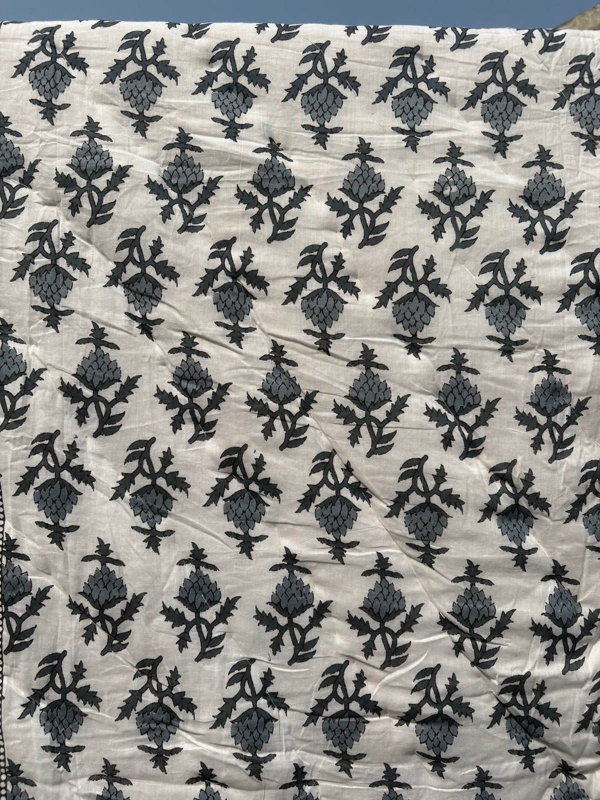Grey Reversible Cotton Single Quilt (Razai)
