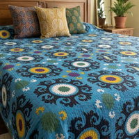 Mandala Kantha Quilted Bedcover