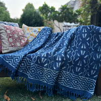 Hand Block Indigo Sofa Throw