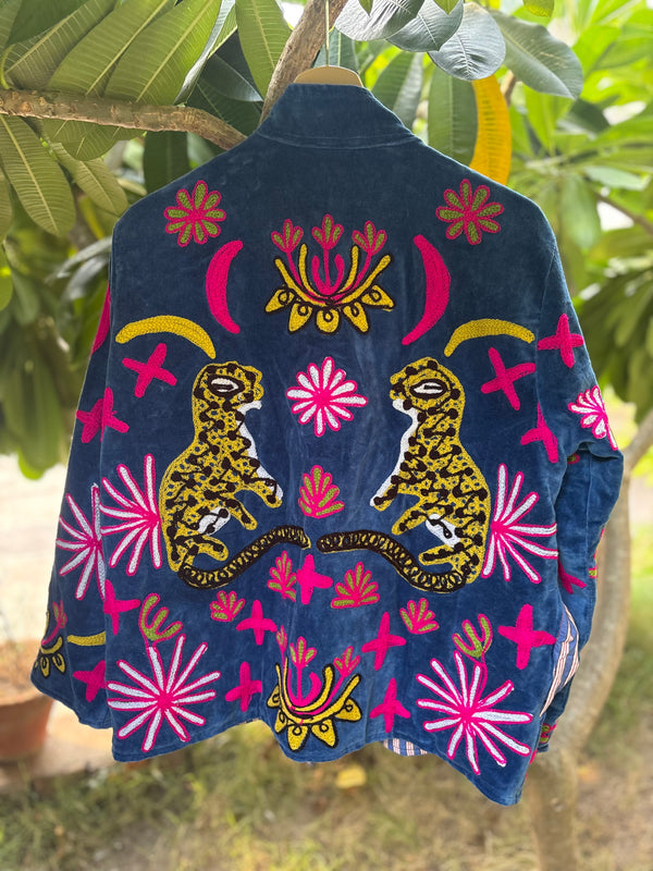 Tiger Print Hand Embroidered Suzani Jacket