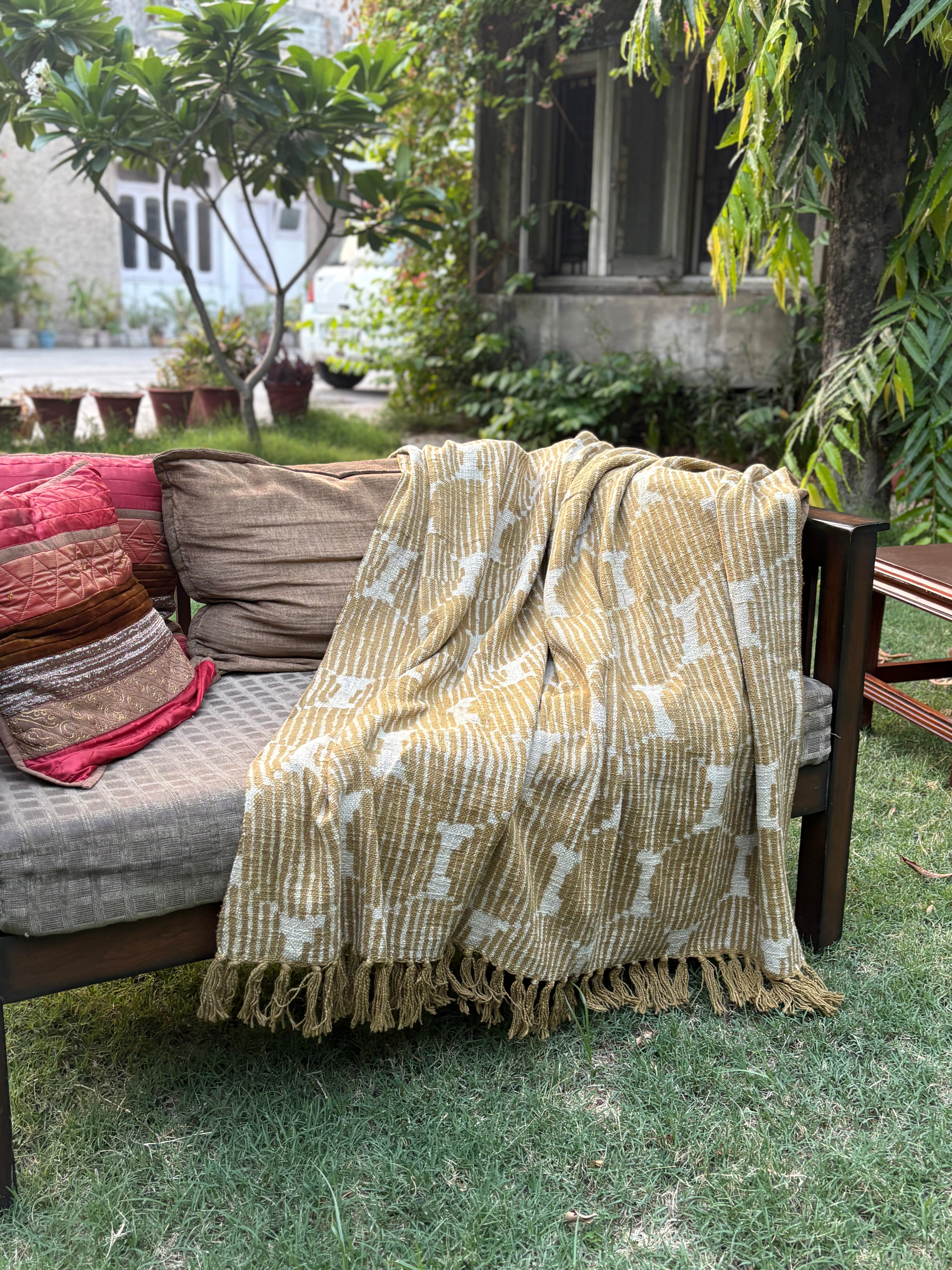 Dabu Print Handblock Sofa Throw