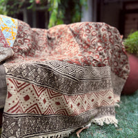 Hand Block Kalamkari Sofa Throw