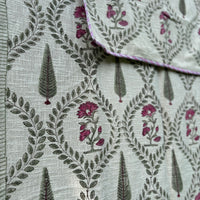 Palm Jaal Hand Block Jute Bedcover
