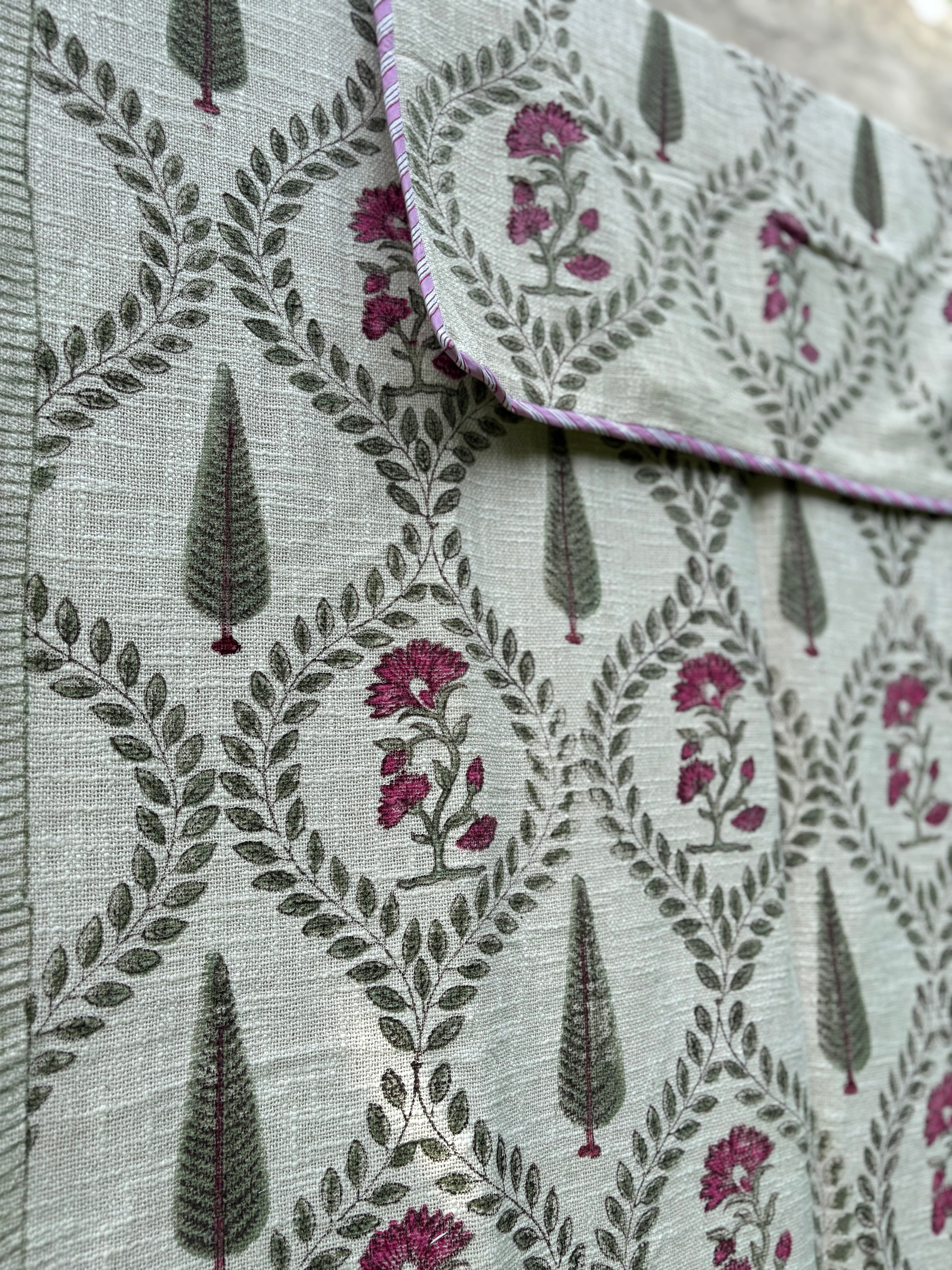 Palm Jaal Hand Block Jute Bedcover
