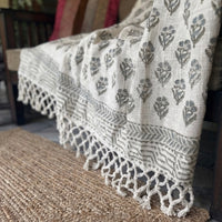 Premium Handblock Printed Sofa Throw & Mini-Bedcover