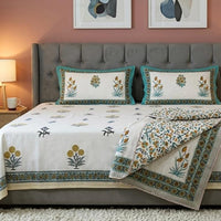 Elevate Your Bedroom with the PERCALE HANDBLOCK COLLECTION
Transform your sleep sanctuary with the timeless elegance of our Percale Handblock Collection. Designed for those who appreciate the artistry of traditional craftsmanship paired with modern luxury, this King Size Bedspread set brings a touch of heritage to your home.

