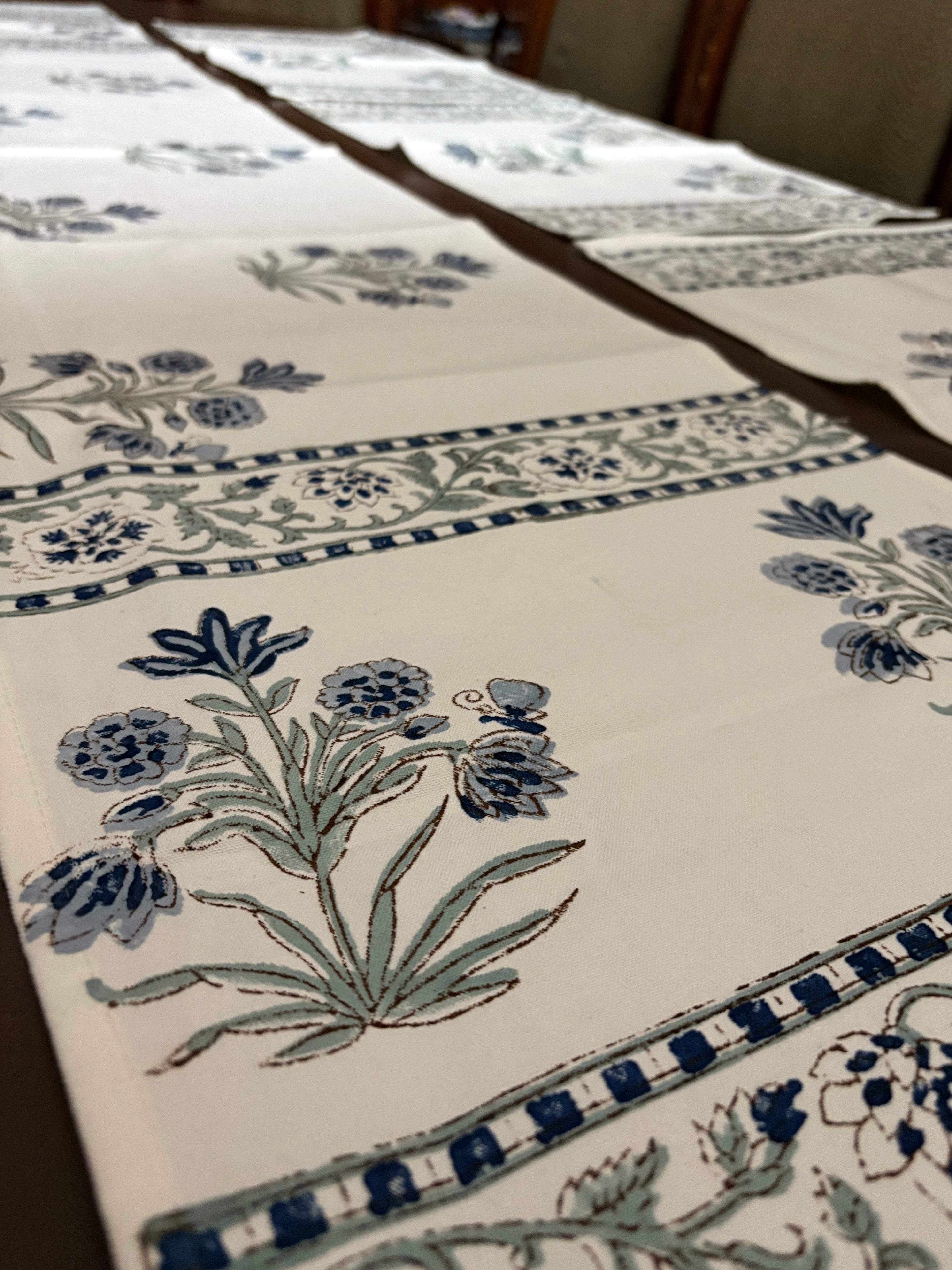 Exclusive Indian block printed art on table linen.