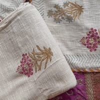 Poppy Hand Block Jute Bedcover